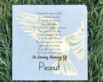 Personalized White Dove Memorial Stone - Custom Name Engraved, UV Printed on Limestone, In Loving Memory