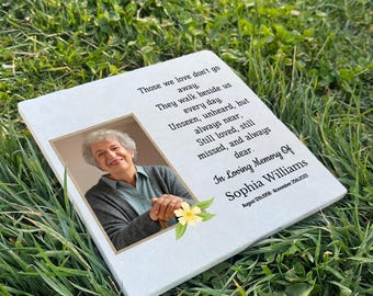 Personalized Photo Memorial Stone for Mom – UV Printed Limestone Grave Marker – Custom Engraved Sympathy Tribute & Keepsake Gift