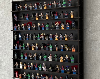 100 gablota na minifigurki, uchwyt na minifigurki, 12 opcji kolorów i montaż na ścianie, ekspozycja minifigurek, gablota na figurki, przechowywanie minifigurek