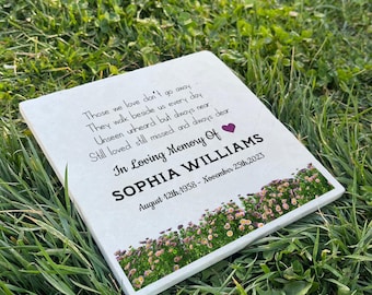 In Loving Memory of Mom - Custom Floral Memorial Stone, Sympathy Gift, Funeral Keepsake, Garden Marker, Burial Plaque