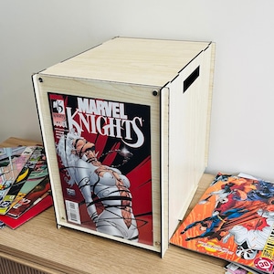 Comic Book Storage & Display Box - Display/Store Comics in an Eco Friendly, Wood Storage Box with Lid,Comic lover gift idea