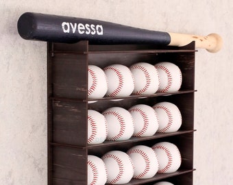 24 Baseball Display Case,Baseball Cabinet Holder Rack,Baseball Display Stand,Baseball gift,Baseball Decor,Baseball Frame,More Color