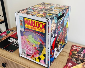 Comic Book Storage Box with Lid – Wooden Organizer for Collectors | Multi-Color Options | Gift for Comic Lovers |