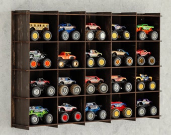 OLD BLACK Monster TrucksDisplay Shelf,Monster Truck Display Case|Wall Mounted Shelves|Monster Car Organizer|Toy Car Shelf|Monster Truck Rack