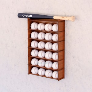 Walnuss 24 Baseball Vitrine, Baseball Schrank Halter Rack, Baseball Display Ständer, Baseball Geschenk, Baseball Dekor, Baseball Rahmen, mehr Farbe