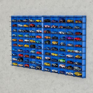 BLUE Toy Car Display Case For 100Cars|Matchbox Car  Storage|Toy Car Storage|1:64 Car Shelf|Wall Mounted Car Rack|Matchbox Car Holder |