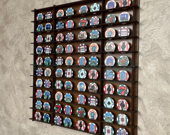 80 Poker Chip Display Shelf, Casino Chip Holder Rack, Gambling Coin Organizer, Collector Chip Case for Wall Mount Gift for Gambling.