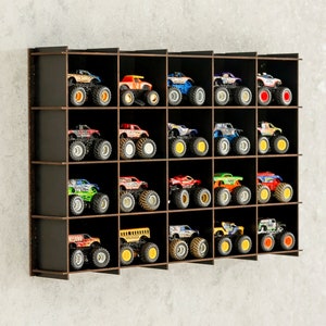 Black Monster Car Display Case ,Monster Truck Display Case,Monster Truck Storage monster Car Organizer|Toy Car Shelf|Monster car Rack