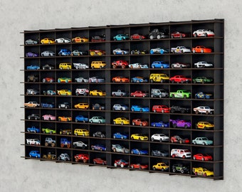 ZWART Speelgoedautovitrine voor 100 auto's|Matchbox autoopslag|Speelgoedautoopslag|1:64 autoplank|Wandgemonteerd autorek|Matchbox autohouder |