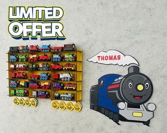 OFFERTA LIMITATA ! Espositore per trenini, scaffale per trenini, deposito per treni, scaffale per trenini, regalo per trenini per bambini, montaggio a parete