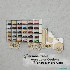 Personalized Toy Car Display Case Truck | Car Display Case Truck | Matchbox display | Toy Car Holder | Wall Mounted Car Storage |Toy Garage