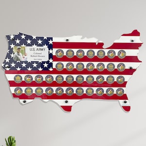 Personalized Military Challange Coin Display Case,Coin Holders for Collectors, Military Coin Holder,Hold 36 military coin
