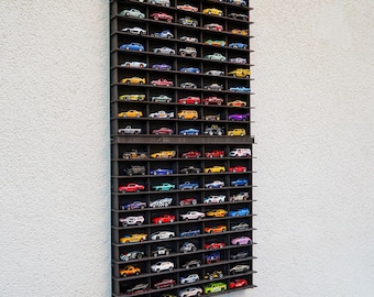 1:64 speelgoedautoplank voor 100 auto's | Autovitrine | Gegoten display | Speelgoedautohouder | Wandgemonteerde auto-opberger | Speelgoedgarage