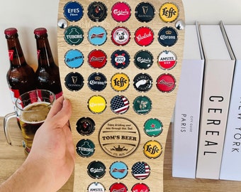 Beer Cap Holder for Wall | Custom Bottle Cap Display | Unique Beer Lover Gift | Man Cave Bar Decor | Bottle Cap Collector Board