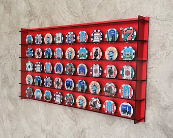 RED Casino Chip Display Case,Poker chip holder,Gambling chip display,Poker chip display case,casino Coin Collector Display