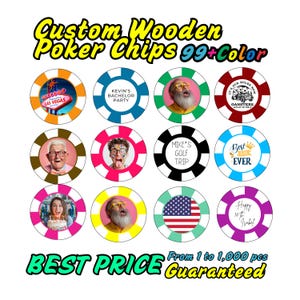 Aangepaste houten pokerchips voor pokerliefhebber – Gepersonaliseerde uv-bedrukte tokens voor bruiloften, vrijgezellenfeesten en cadeaus, golfbalmarkering