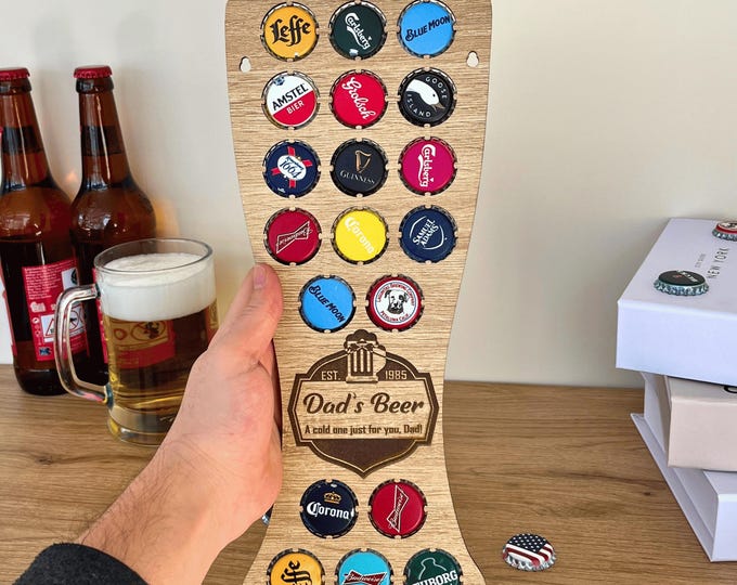 Personalized Laser Engraved Beer Cap Holder | Custom Bottle Cap Display | Wall Mounted Beer Cap Collector | Unique Beer Cap Holder