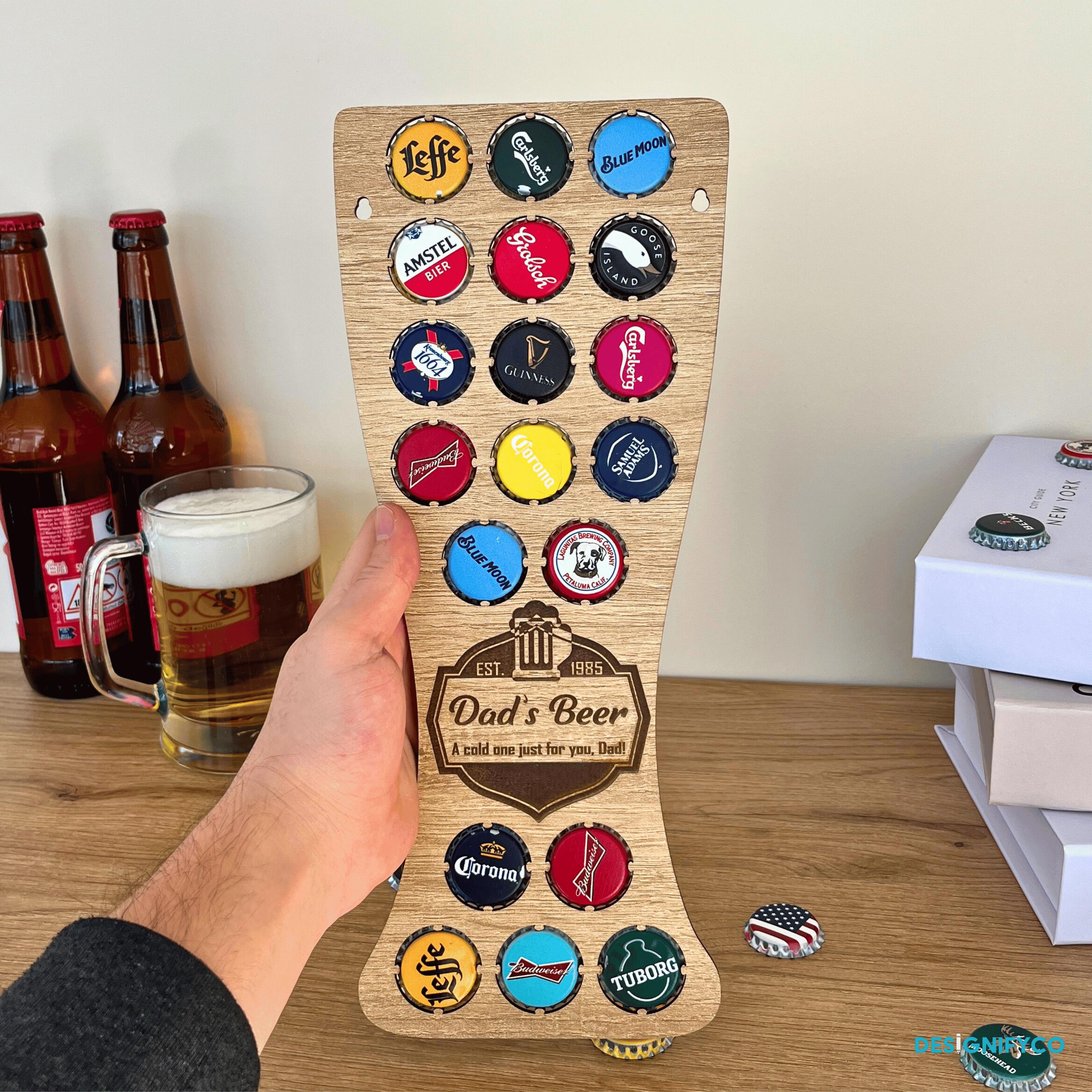 Personalized Laser Engraved Beer Cap Holder | Custom Bottle Cap Display | Wall Mounted Beer Cap Collector | Unique Beer Cap Holder