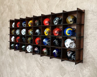 32 NFL Mini Helmets Display ,Hockey Memorabilia Organizer Shelf,NHL Collectibles Stand,NHL Mini Helmets Display Case,Nhl Helmet Collector