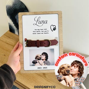 Personalized Pet Memorial Frame | Dog Collar Display Stand | Custom Pet Loss Keepsake with Photo & Name | Pet Memorial Stand |
