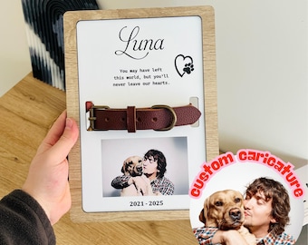 Personalized Pet Remembrance Frame | Custom Dog Collar Holder with Photo & Name | Memorial Pet Collar Sign | Custom Dog Memorial Gifts