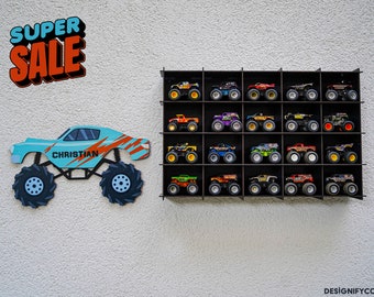 Personalized Monster Truck Shelf|Monster Truck Display Case|Monster Truck Storage|Monster Truck Organizer|Toy Car Shelf|Monster Truck Rack