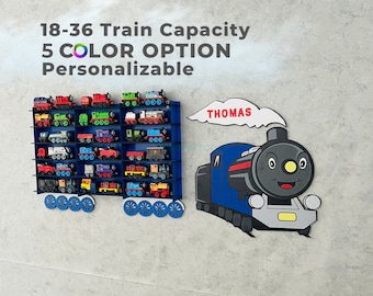 Vetrina per treni giocattolo, 5 colori e personalizzabile, espositore per treni giocattolo, portaoggetti per treni, scaffale per treni, regalo per bambini con treni giocattolo, montaggio a parete