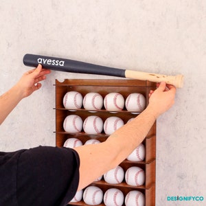 Walnut & 12 color  Baseball Display for 24 balls,Baseball holder,Baseball ball organizer,Baseball storage