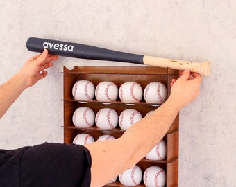Walnut & 12 color  Baseball Display for 24 balls,Baseball holder,Baseball ball organizer,Baseball storage