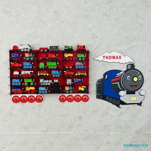 Red Toy Train Shelf ,Toy Train Rack,Train Storage,Train Shelf,Toy Train Gift for kids,Wall Mounted Train Display,Train Display Case,