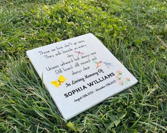 In Loving Memory of Mom - Custom  Memorial Stone, Floral Remembrance Plaque, Garden Tribute, Personalized Floral Burial Stone
