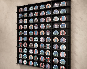 Estante para fichas de póker – Multicolor, con capacidad para 80 fichas, soporte de pared para fichas de casino, estante coleccionable para fichas de póker, vitrina para fichas, regalo de póker para él.