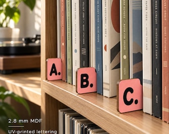 Pink Vinyl Record Dividers, Double-Sided A-Z MDF Alphabet Organizer