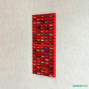 Red Toy Car Storage For 100Cars, Toy Car Display Case Shelves,Toy car Display for collector , gift for boy, 1:64 Car Storage