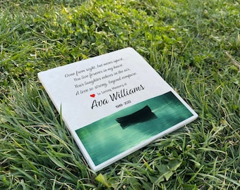 Boat Themed Thoughtful Memorial Gift – Personalized  Stone – Grave Marker & Remembrance Plaque for Outdoor Tribute