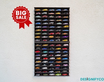 Verticale 1:64 speelgoedauto-wandplank voor 100 auto's | Autovitrine | Matchbox-display | Speelgoedautohouder | Wandgemonteerde autoopslag | Speelgoedgarage