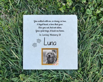 Personalized Dog Memorial Stone with Name & Photo Printing, Custom Pet Remembrance Gift, Unique Pet Loss Keepsake
