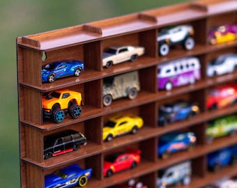 Vitrine speelgoedauto voor 50 auto's|Opbergers voor auto's|Opbergers voor speelgoedauto's|1:64 autoplank|Wandmontage autorek|Gegoten autohouder