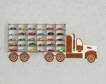 Personalized Toy Car Display Case Truck | Car Display Case Truck | Diecast display | Toy Car Holder | Wall Mounted Car Storage |Toy Garage