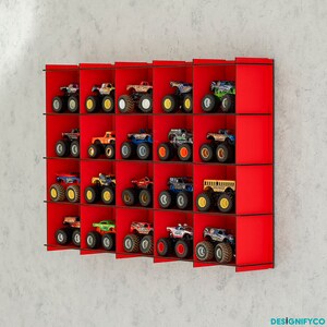 RED Monster Cars Display Shelf,monster Truck Display Case|wall Mounted ...