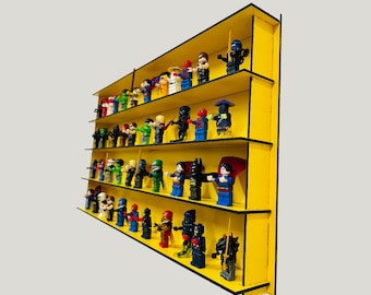 Yelllow 50 Minifigure Display Case,minifigure display case cabinet,minifigure stand,minifigure storage,minifigure wall shelf,minifigure