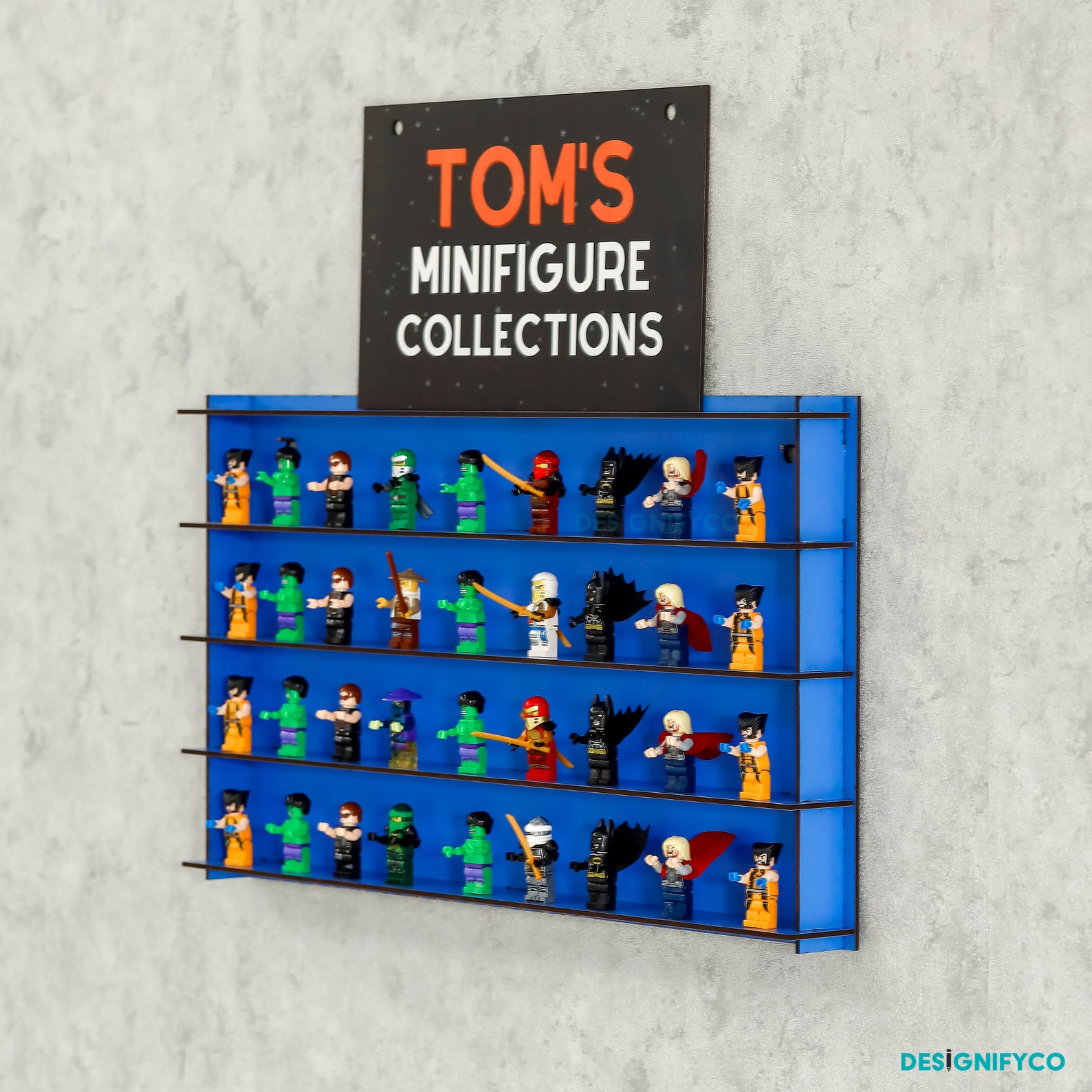 Short Figure Display Customizable Blue Minifigure Display Case Shelves,minifigure Display ...