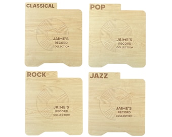 Custom Wooden Vinyl Record Dividers – Engraved LP Organizer