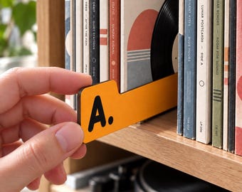 Orange A-Z Vinyl Record Dividers, MDF Alphabet Set with Double-Sided Printing
