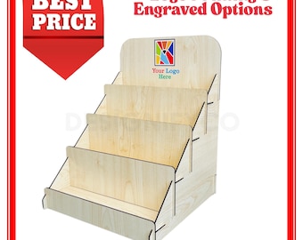 Custom Wooden Retail Display Stand with Logo – Retail Counter Display for Boutique, Market Stall, Craft Fair – 3 Sizes Available