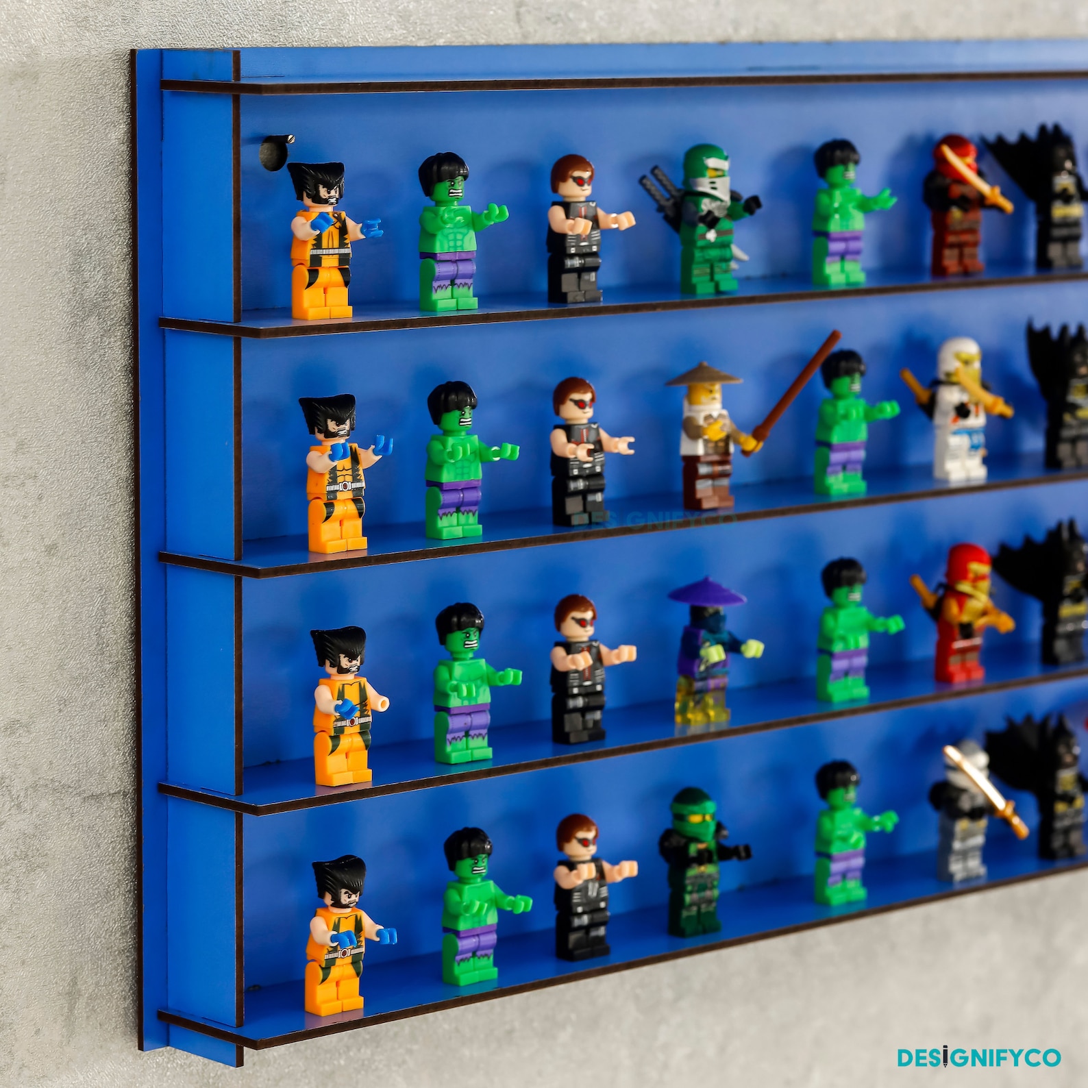 Short Figure Display Customizable Blue Minifigure Display Case Shelves,minifigure Display ...