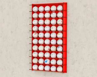 Red Golf Ball Display for 50 golf ball,Golf Ball Rack,Golf Ball Shelves,Golf Ball Collector Gifts,Golf Ball Cabinet,Golf Ball Case,Golf Gift