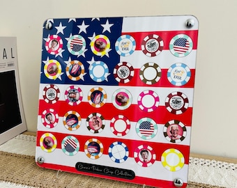 Poker Chip Display Stand – 40 Coin Casino Chip Holder – Wall Mountable or Desktop Use – Custom Country Flag Design – USA, UK, Germany & More