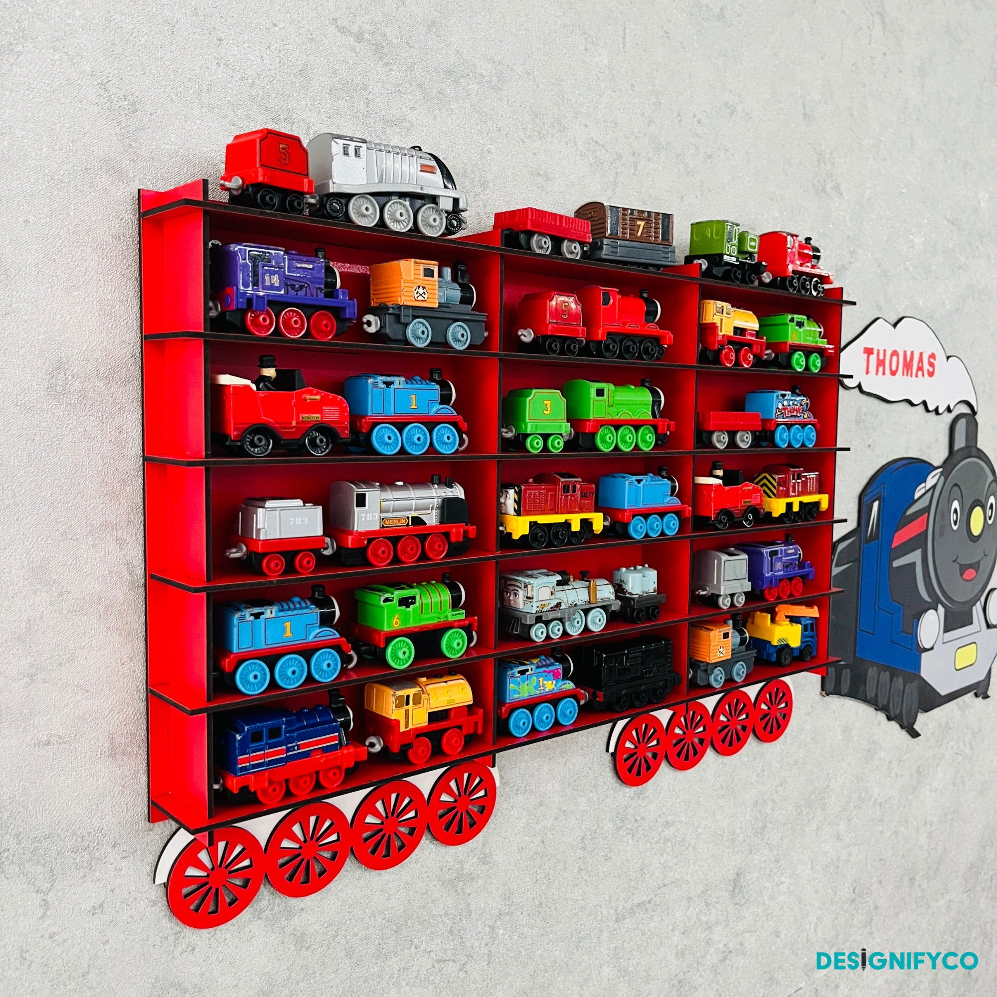 Red Toy Train Shelf ,toy Train Rack,train Storage,train Shelf,toy Train ...