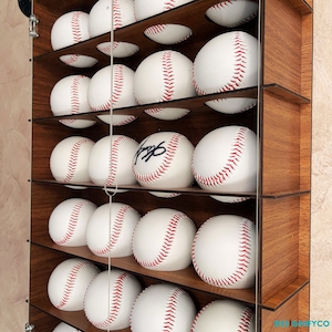 24 Baseball Display Case with Cover,Baseball Cabinet Holder Rack,Baseball Display Stand,Baseball gift,Baseball Decor,Baseball Display Case